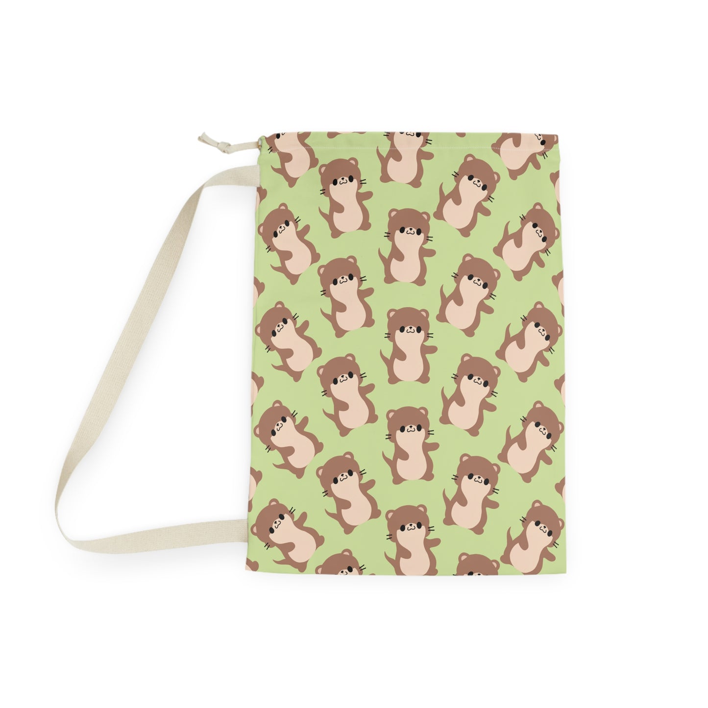 Matcha Green Otter Drawstring Bag
