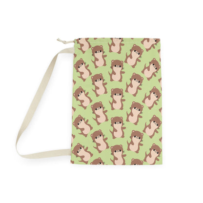 Matcha Green Otter Drawstring Bag