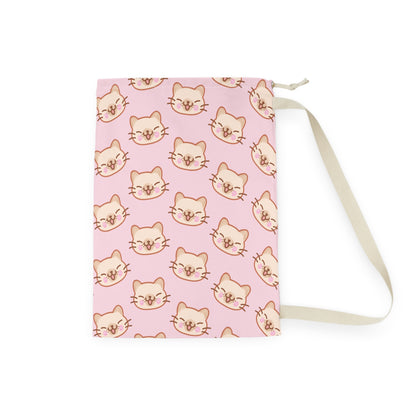 Baby Pink Kitty Kat Drawstring Bag
