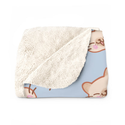 Baby Blue Kitty Kat Cozy Fleece Blanket